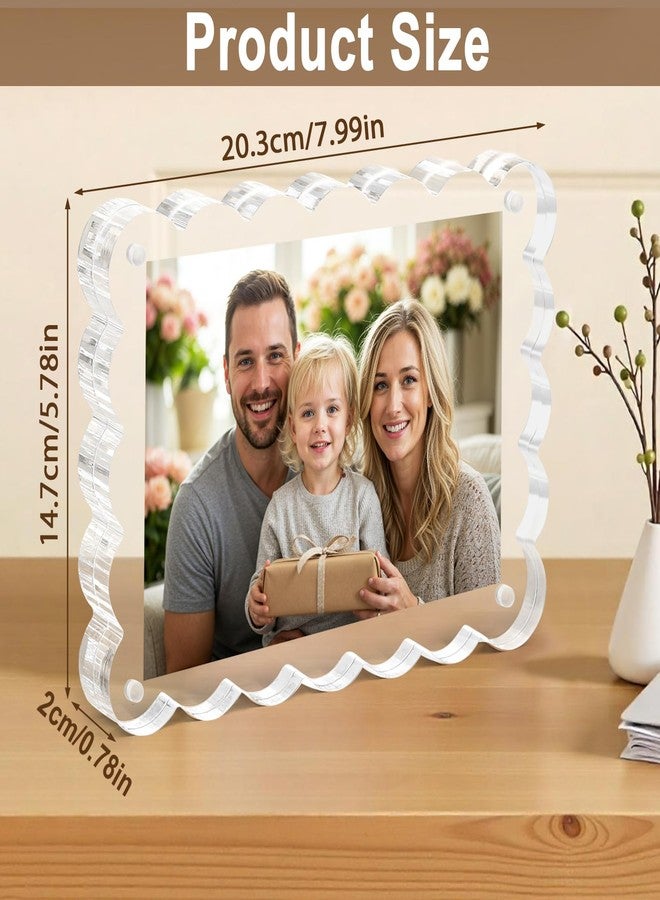 مجموعة VZZNN من 5 إطارات صور أكريليك مغناطيسية أفقية مزدوجة الجوانب، مقاس 5 × 7 بوصات، بسمك 10+10 مم، شفافة وبدون إطار، للعرض على سطح المكتب - Image 5